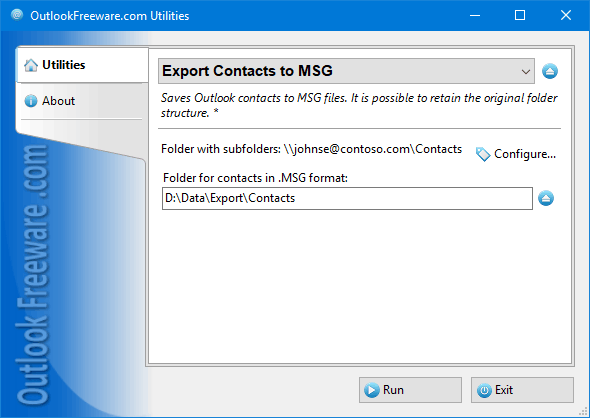 Windows 10 Export Contacts to MSG for Outlook full