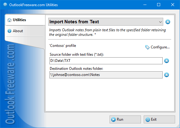 Import Notes from Text for Outlook software