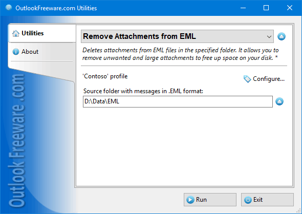 Remove Attachments from EML Files screenshot