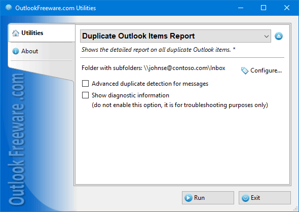 Duplicate Outlook Items Report software