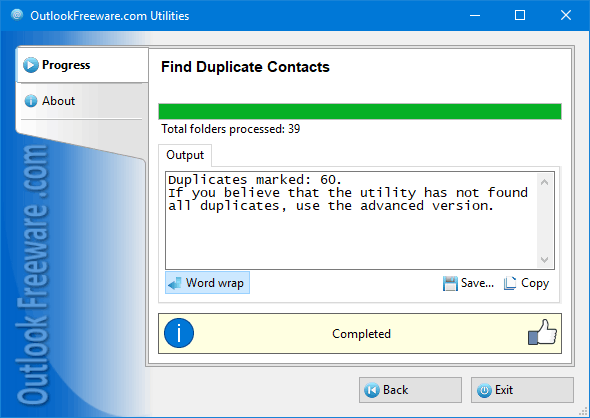 outlook freeware remove duplicate messages