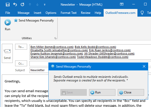 How To Send Email Individually To Multiple Outlook Recipients Outlook Freeware